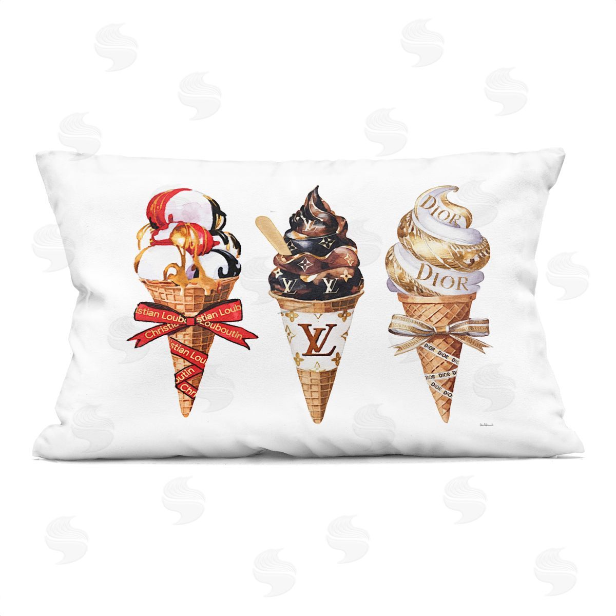 Amanda Greenwood Luxury Gourmet Ice Cream Plush Polyester Art Print Pillow