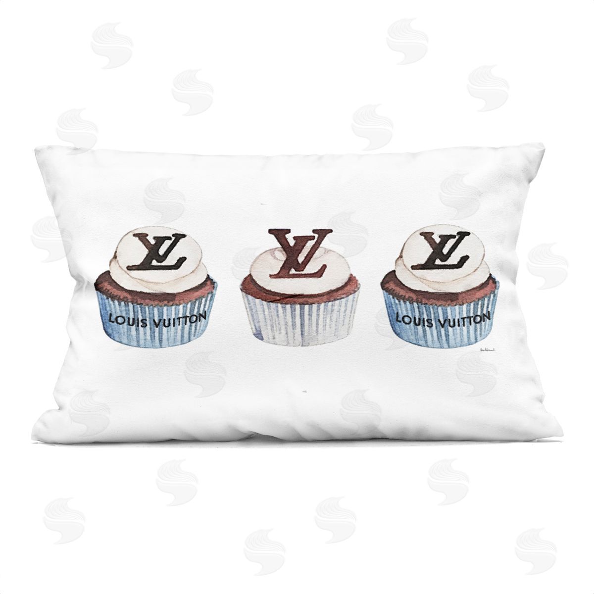 Amanda Greenwood Luxury Bakery Cupcake Trio Plush Polyester Art Print Pillow