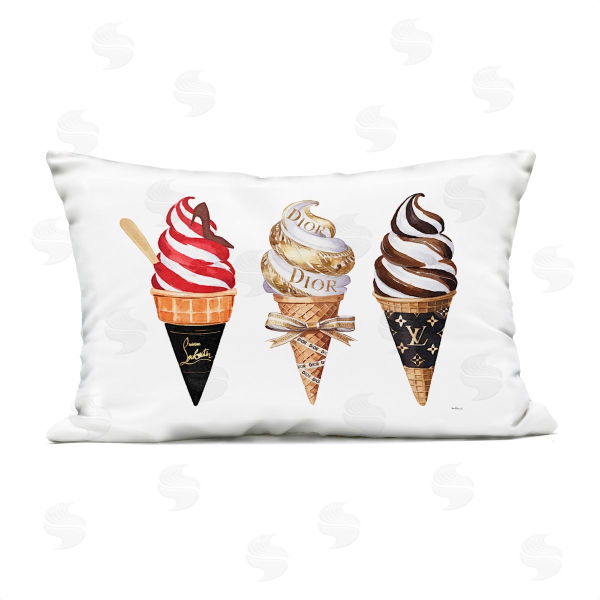 Amanda Greenwood Swirled Glam Ice Cream Plush Polyester Art Print Pillow