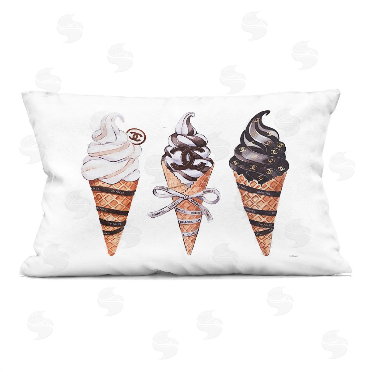 Amanda Greenwood Fashion Brand Ice Cream Plush Polyester Art Print Pillow