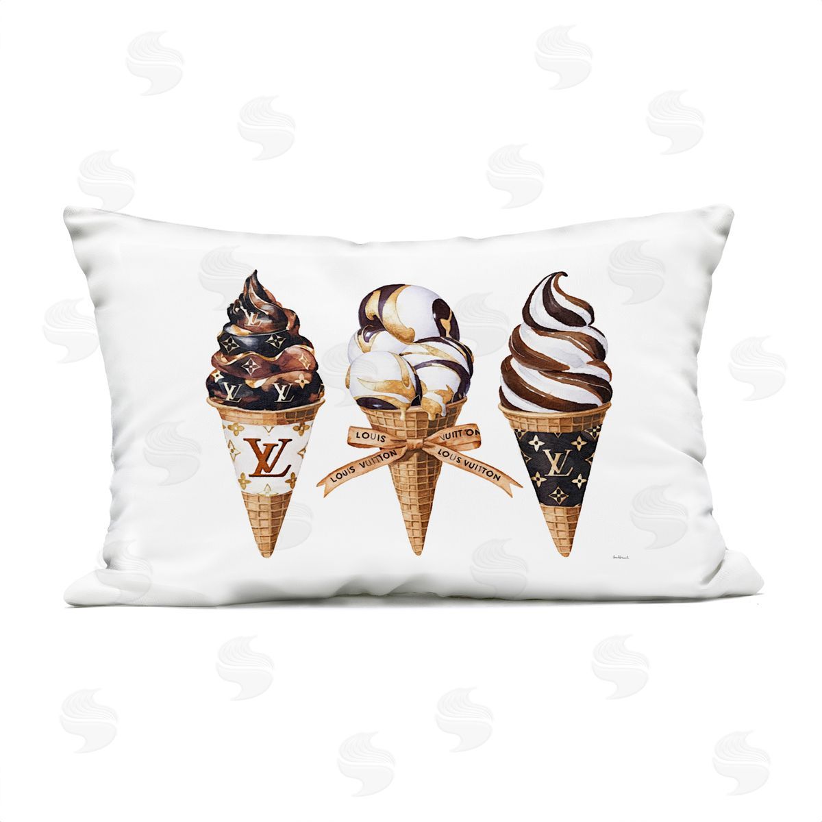 Amanda Greenwood Chocolate Glam Ice Cream Cones Plush Polyester Art Print Pillow