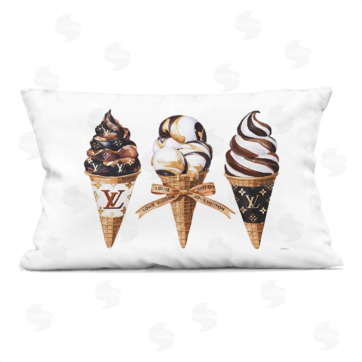 Amanda Greenwood Chocolate Glam Ice Cream Cones Plush Polyester Art Print Pillow