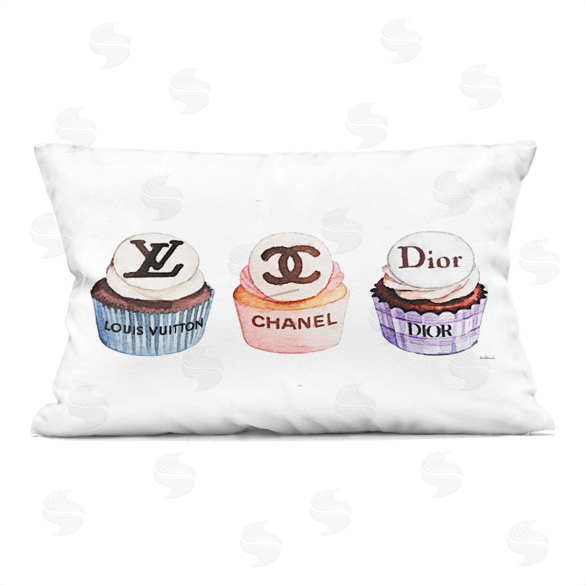 Amanda Greenwood Chic Fashion Cupcake Trio Plush Polyester Art Print Pillow