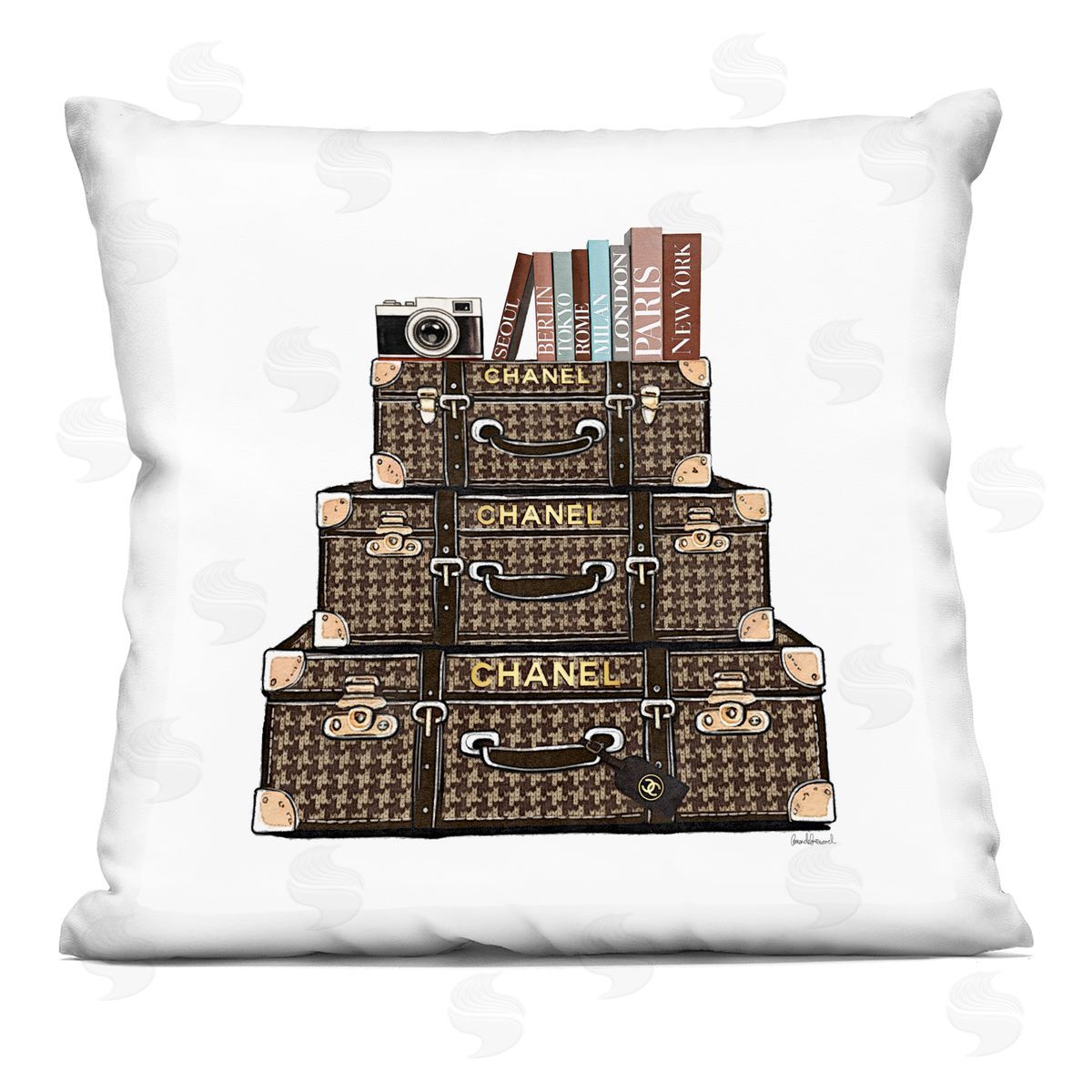 Amanda Greenwood Piled Luxury Suitcases Plush Polyester Art Print Pillow