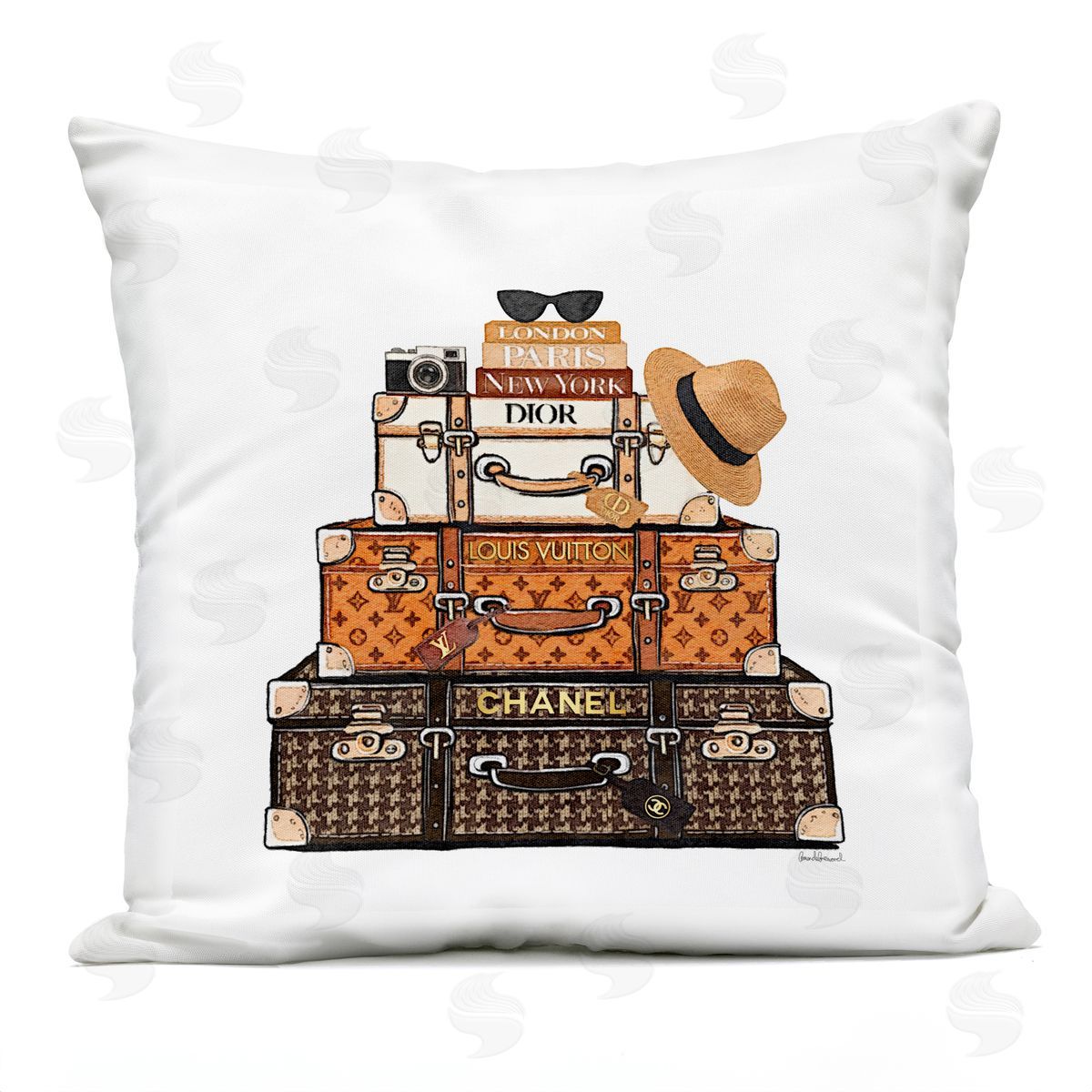 Amanda Greenwood Luxury Travel Luggages Plush Polyester Art Print Pillow