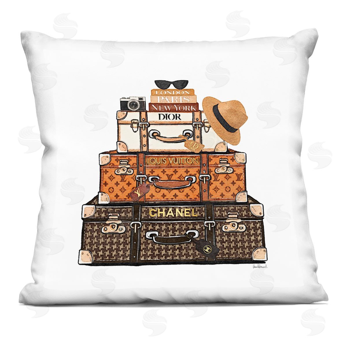 Amanda Greenwood Luxury Travel Luggages Plush Polyester Art Print Pillow