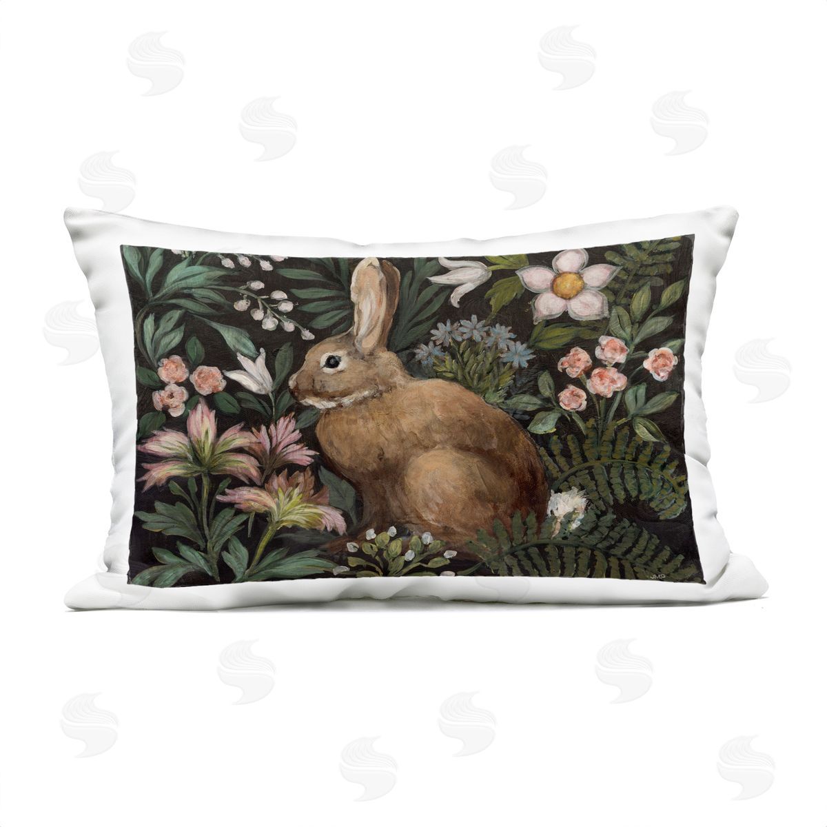 Julia Purinton Flora And Fauna Bunny Plush Polyester Art Print Pillow