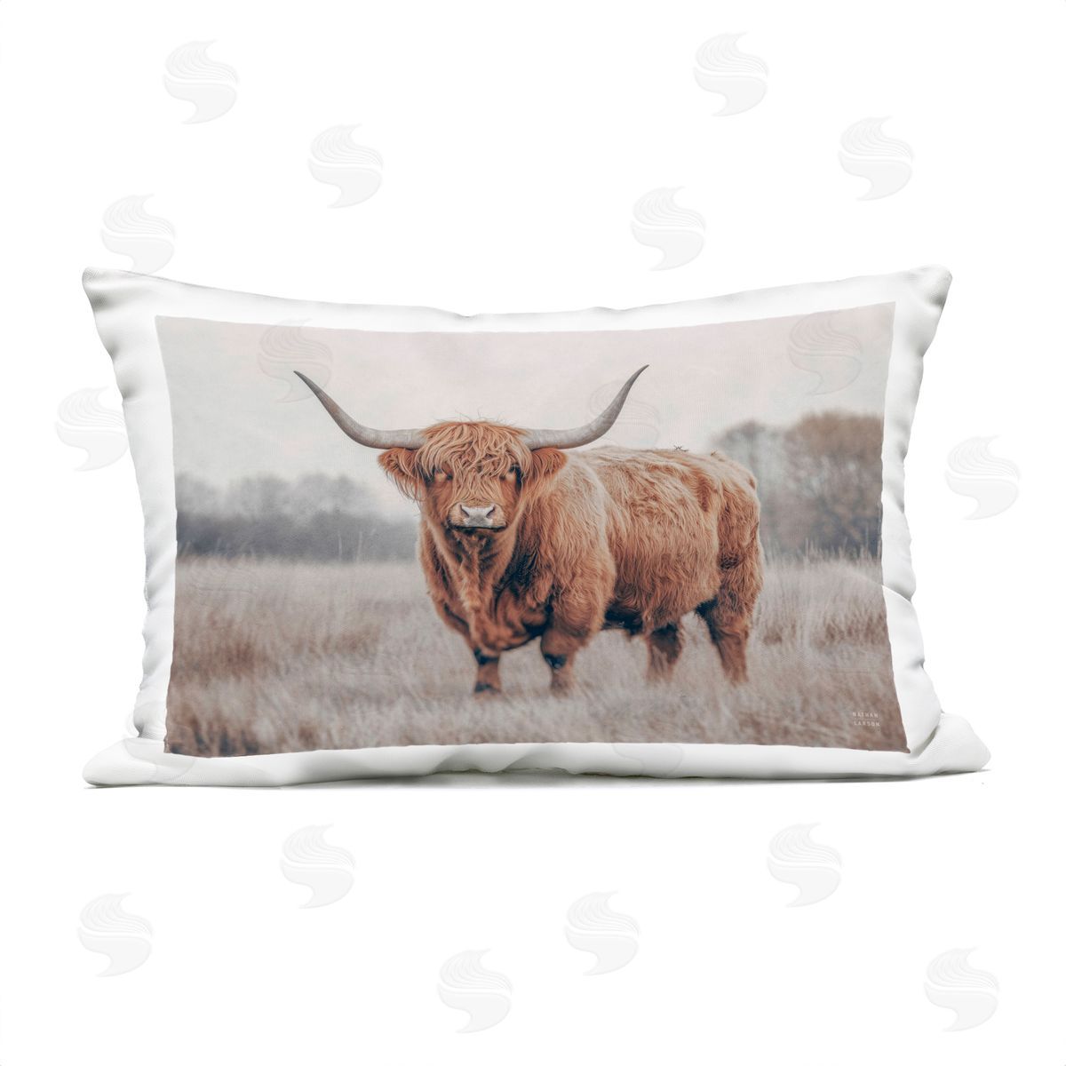 Nathan Larson Center Of Attention Cattle Plush Polyester Art Print Pillow