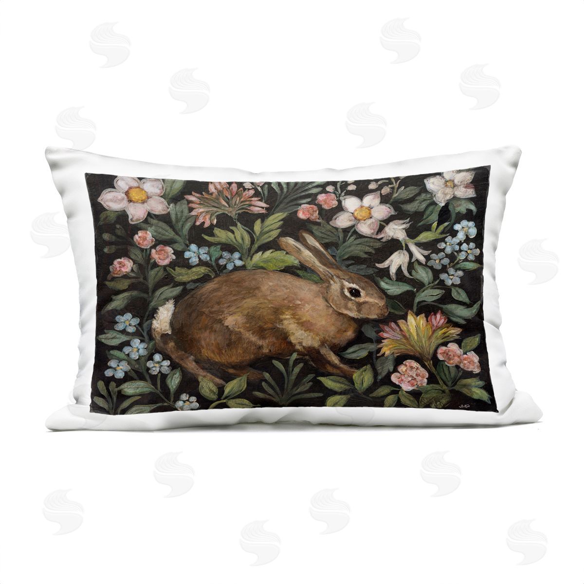 Julia Purinton Flora And Fauna Rabbit Plush Polyester Art Print Pillow