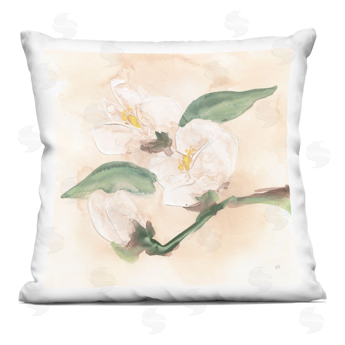 Chris Paschke Dimensional Magnolia Blooms Plush Polyester Art Print Pillow