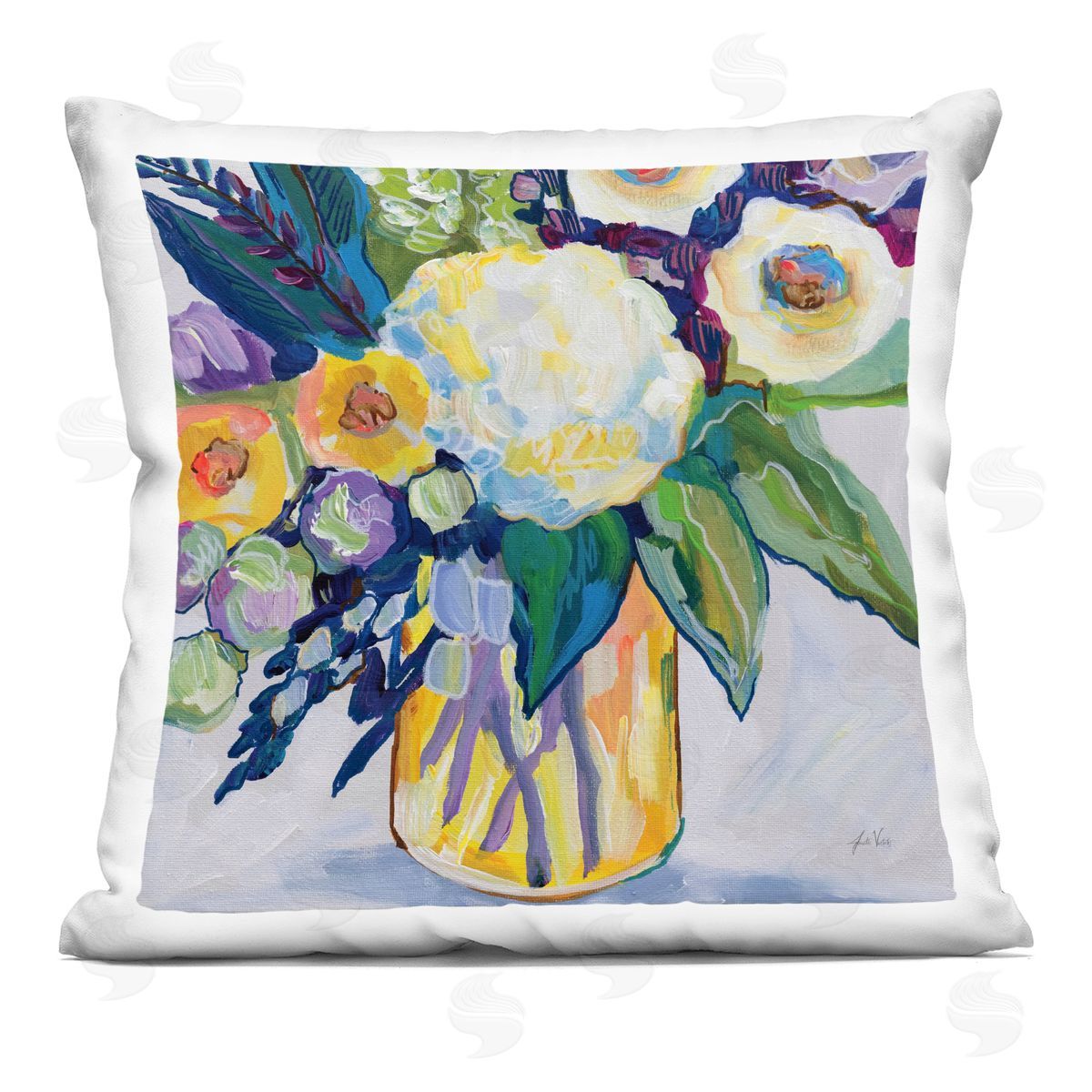 Jeanette Vertentes My Flame Abstract Bouquet Plush Polyester Art Print Pillow