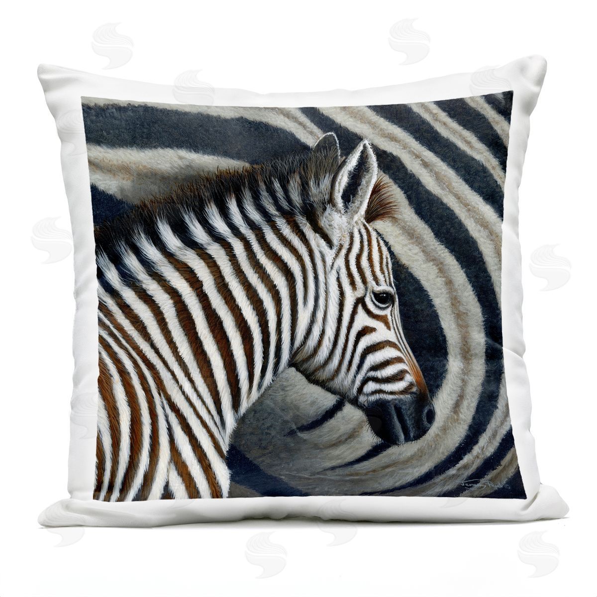 Jeremy Paul Keeping Close Zebra Stripes Plush Polyester Art Print Pillow