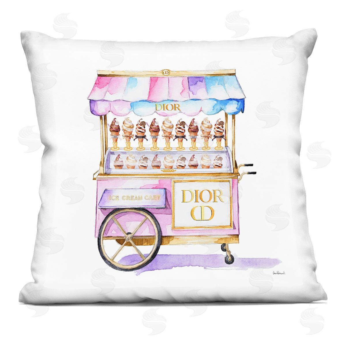 Amanda Greenwood Pastel Glam Ice Cream Plush Polyester Art Print Pillow