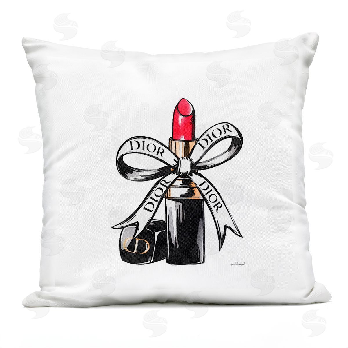 Amanda Greenwood Luxury Lipstick Ribbon Plush Polyester Art Print Pillow