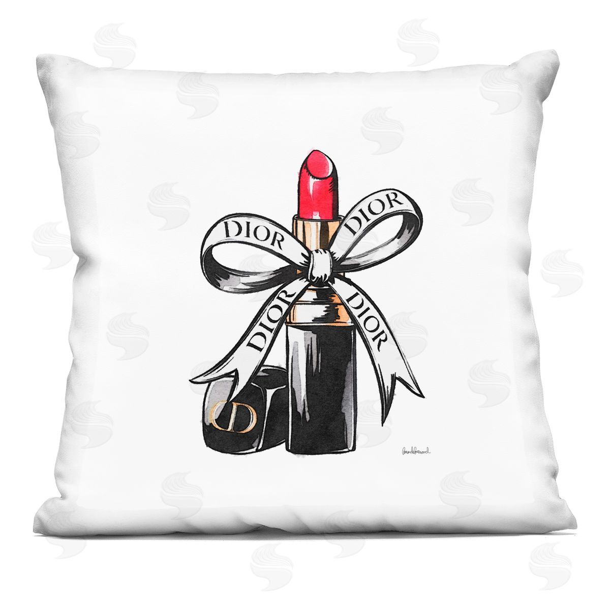 Amanda Greenwood Luxury Lipstick Ribbon Plush Polyester Art Print Pillow
