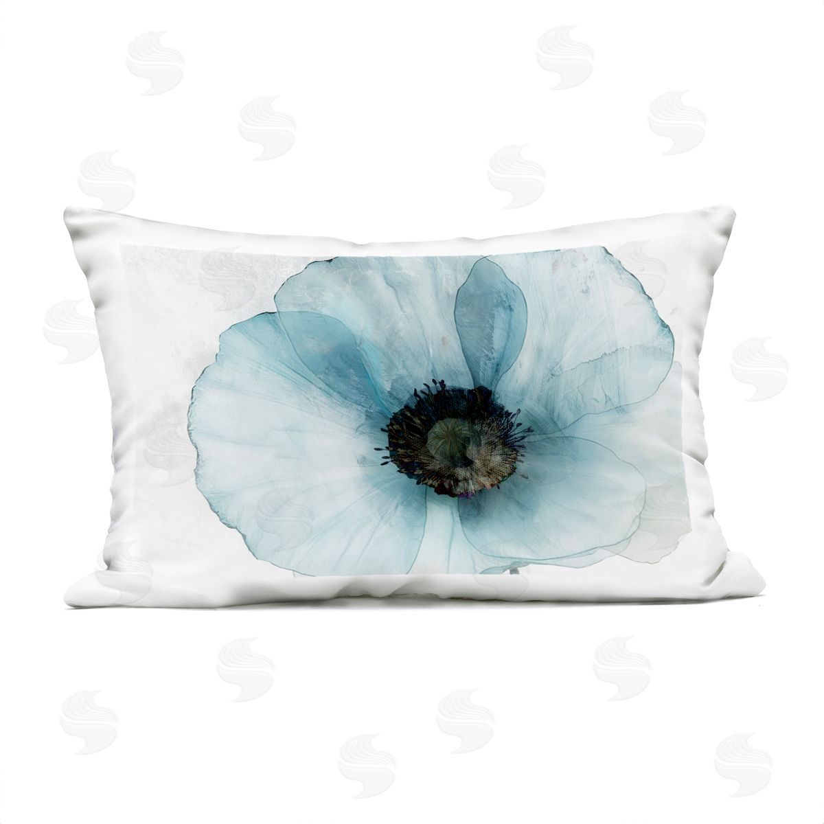 Annabelle Hall Blue Promise Peony Floral Plush Polyester Art Print Pillow