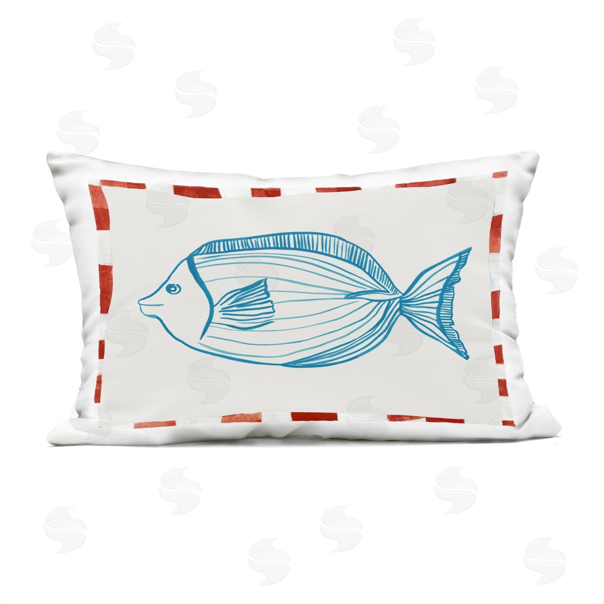 Hannah Dawson Ocean Fish Sketch Outdoor Printed Pillow