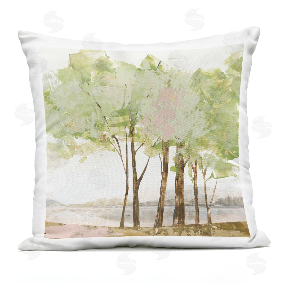 Ian C. Spring Awakening Trees Plush Polyester Art Print Pillow