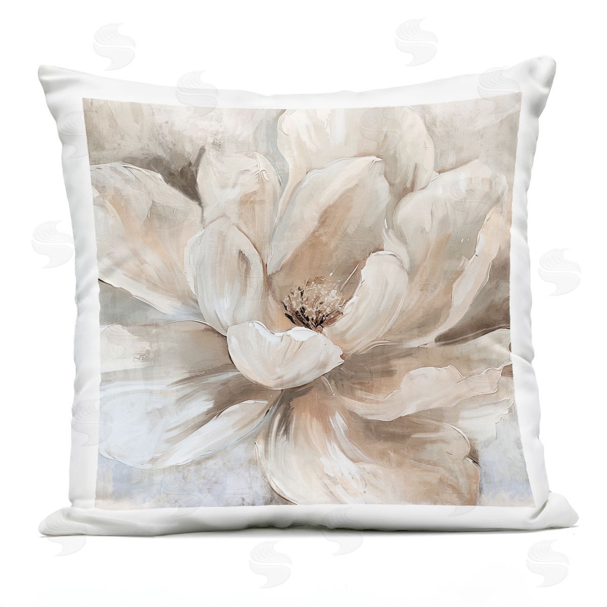 Nina Blue Lush White Magnolia Bloom Plush Polyester Art Print Pillow