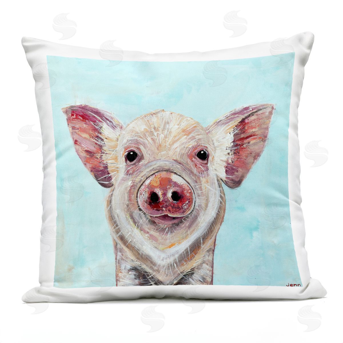 Jennifer Seeley Babe Screen Piglet Outdoor Printed Pillow