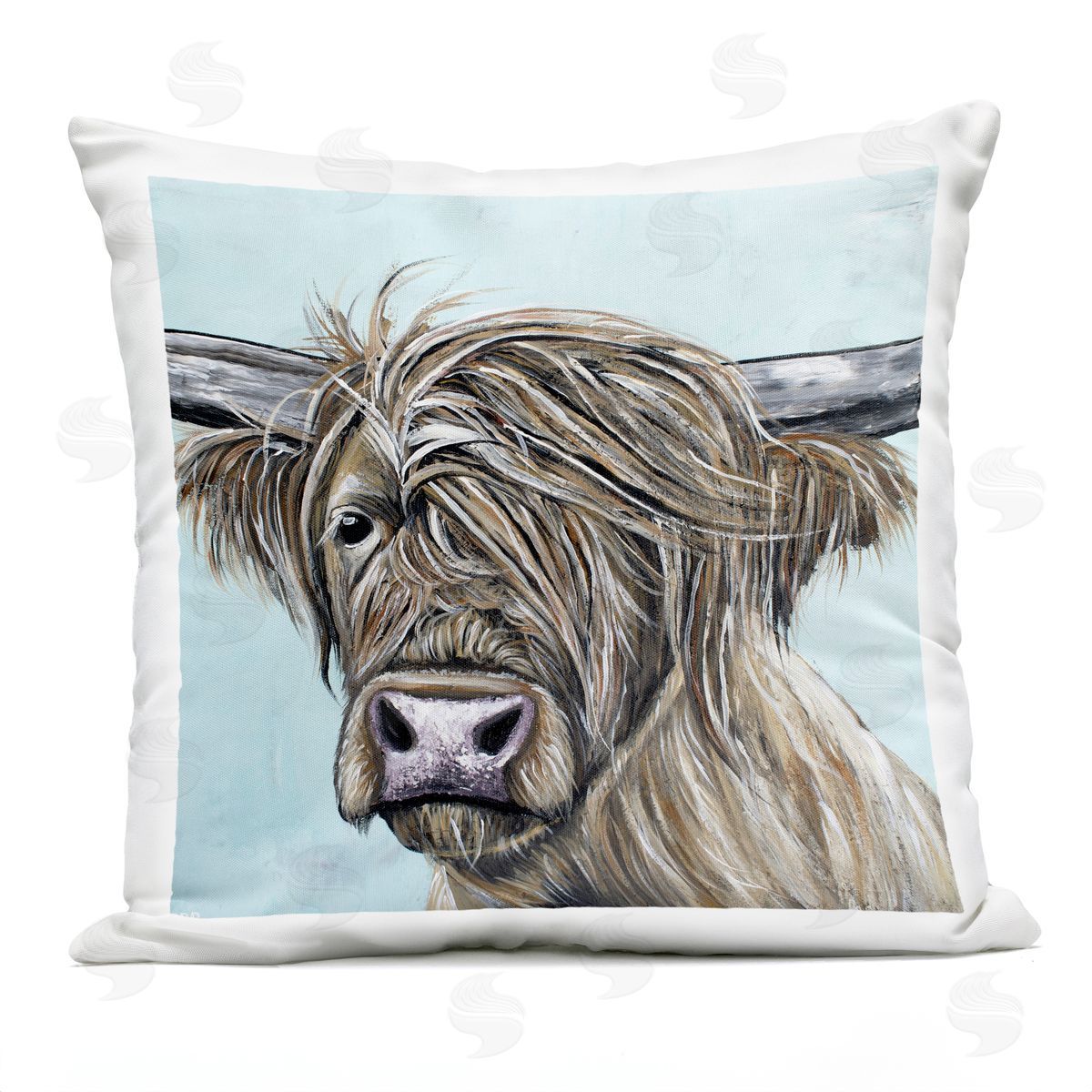 Jennifer Seeley Highland Cow Windblown Outdoor Printed Pillow