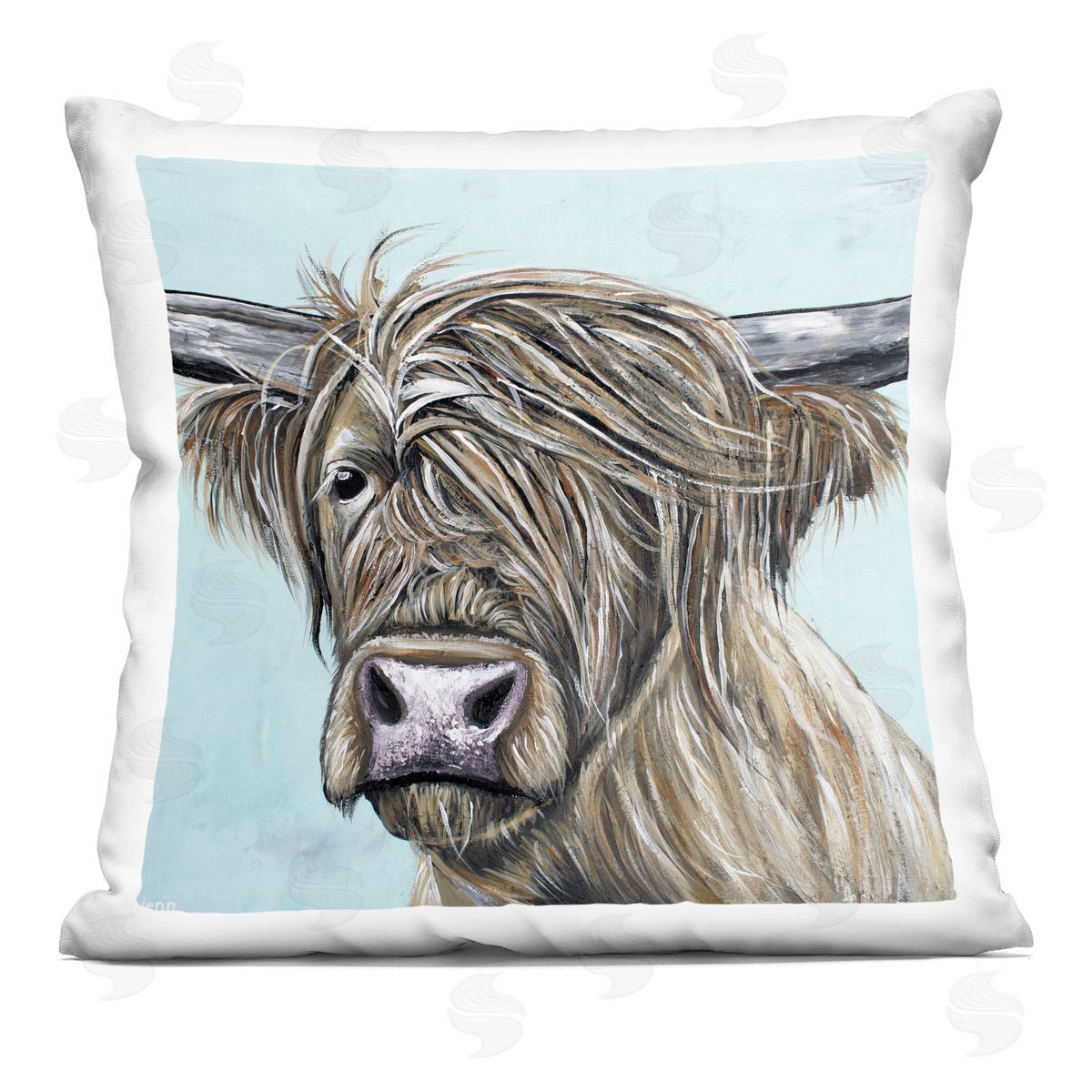 Jennifer Seeley Highland Cow Windblown Indoor Printed Pillow Art