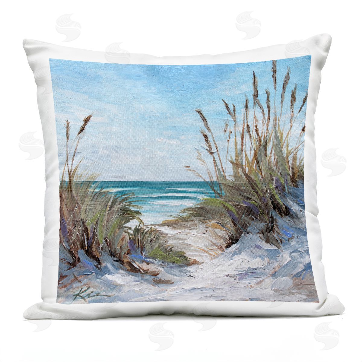 Lindsay Kivi Fine Art Seascapes Through Grasses Plush Polyester Art Print Pillow