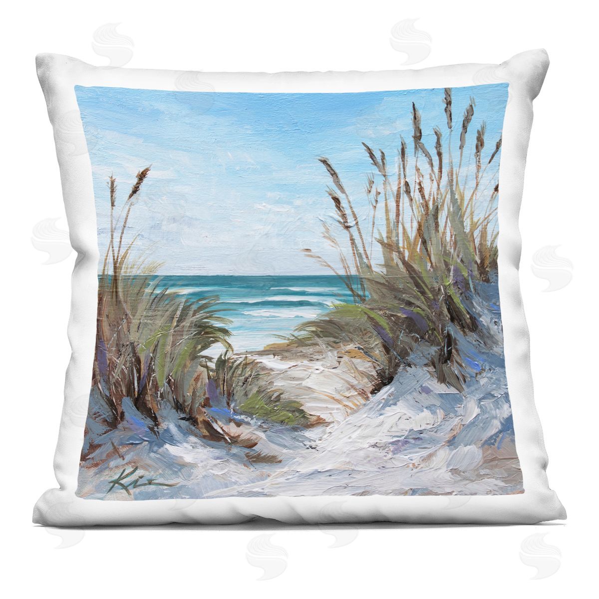 Lindsay Kivi Fine Art Seascapes Through Grasses Plush Polyester Art Print Pillow