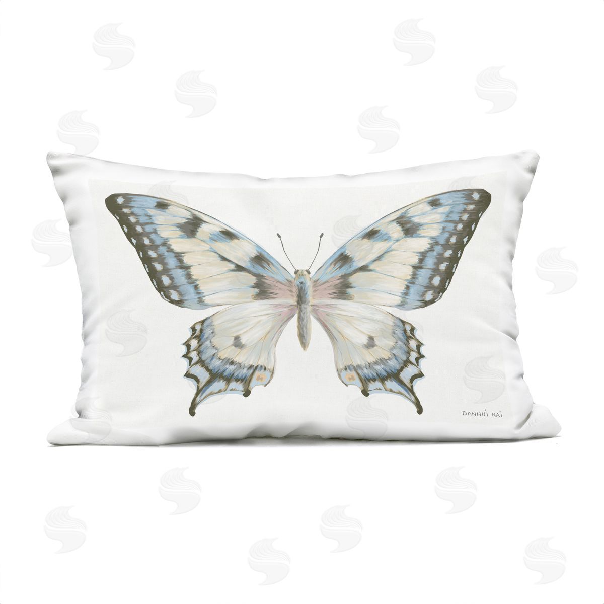 Danhui Nai Blue Brown Accent Butterfly Outdoor Printed Pillow