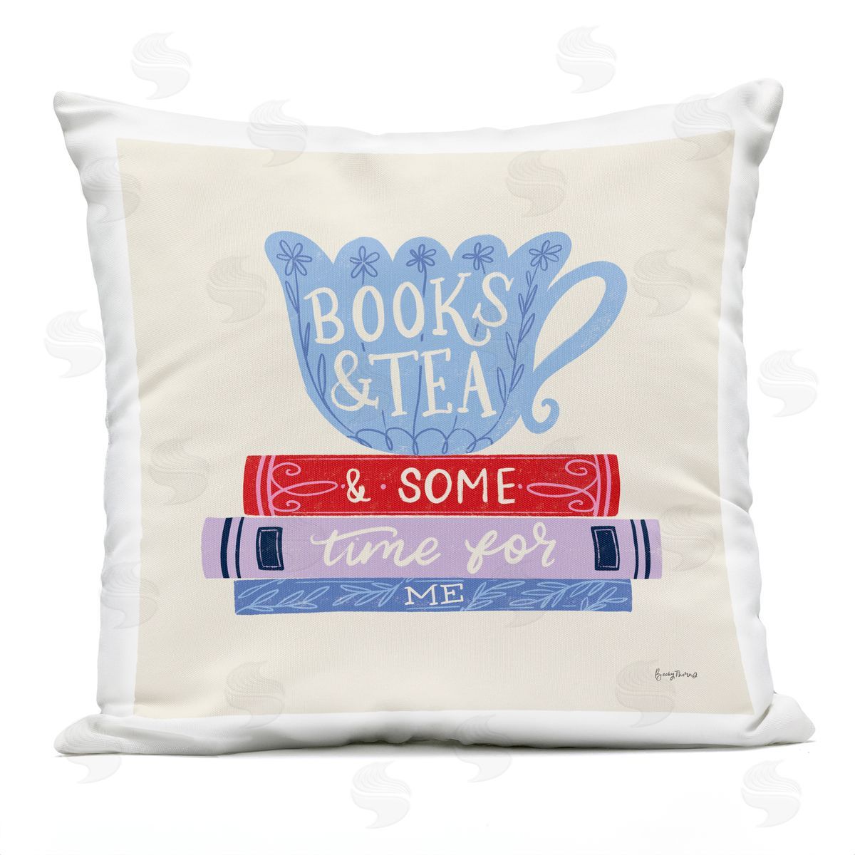 Becky Thorns Books Tea Time For Me Outdoor Printed Pillow
