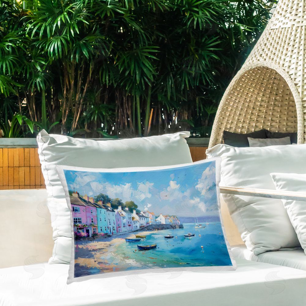 LSR Design Studio A Place To Stay Scenery Outdoor Rectangular Pillow on Patio