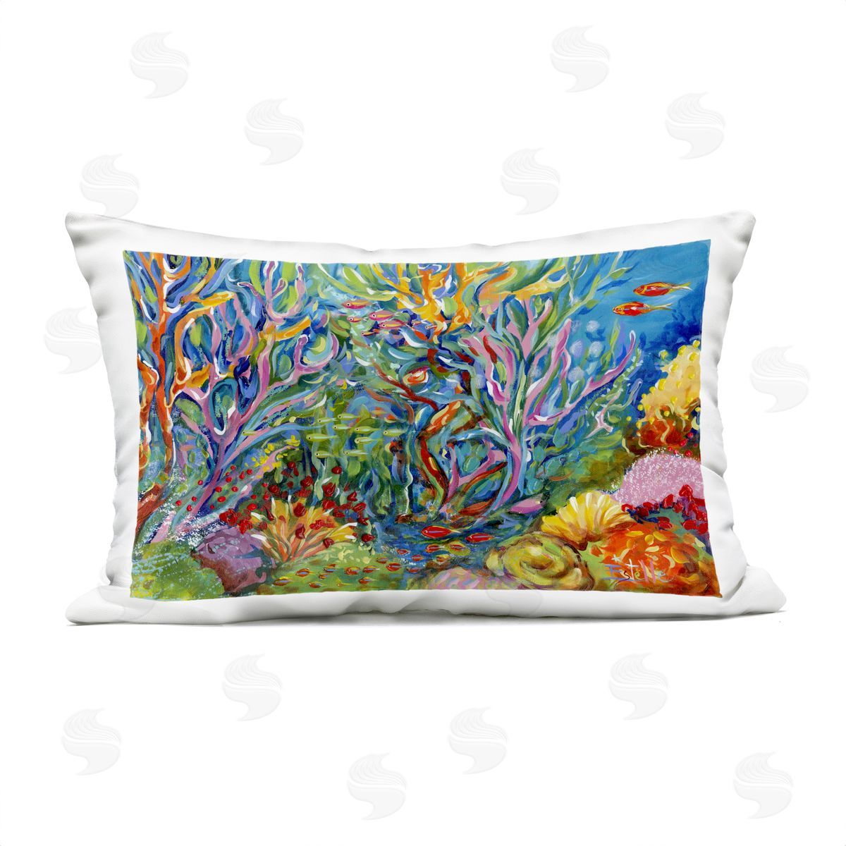 Estelle Grengs Abstract Coral Reef Life Outdoor Printed Throw Pillow