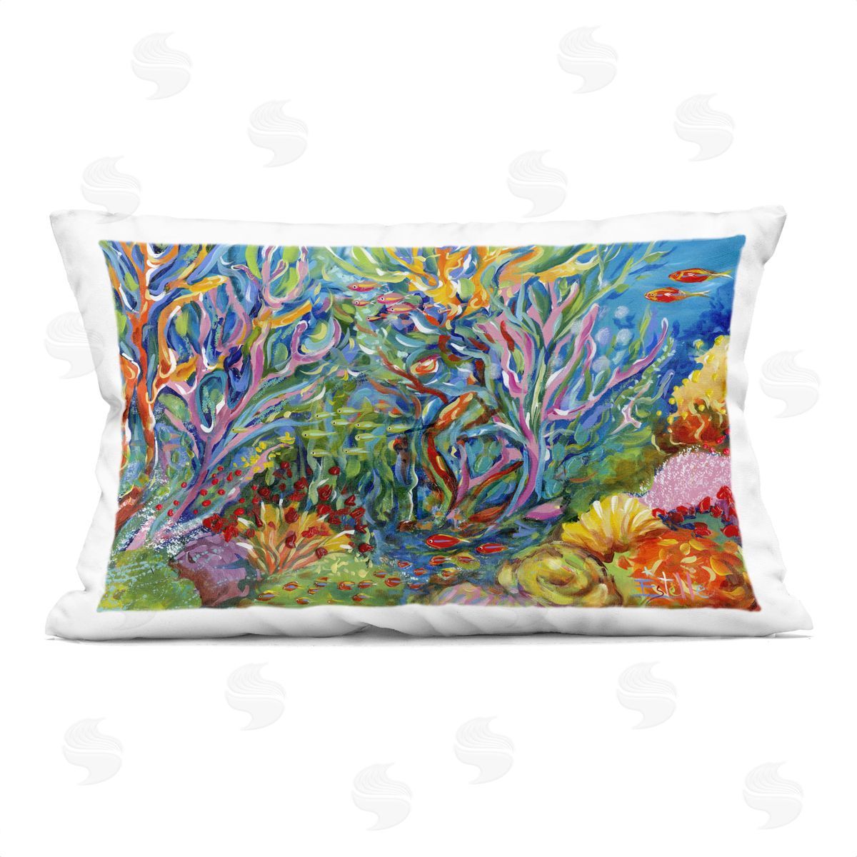 Estelle Grengs Abstract Coral Reef Life Indoor Printed Throw Pillow