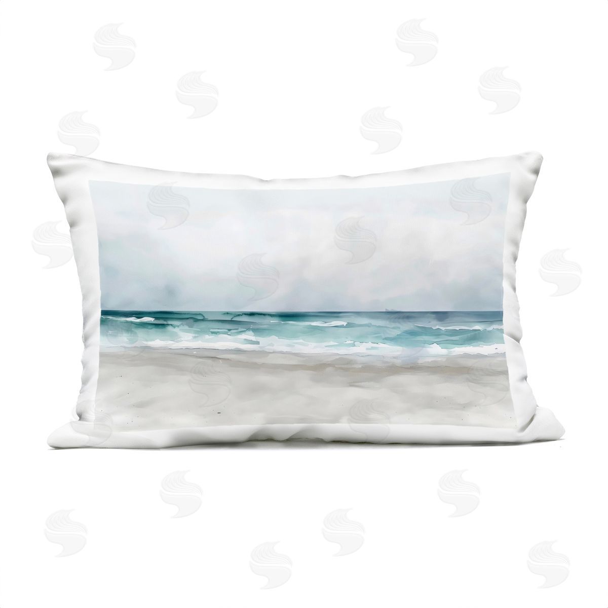 LSR Design Studio Abstract Watercolor Aqua Beach Outdoor Printed Pillow