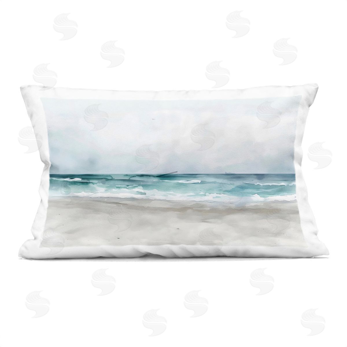 LSR Design Studio Abstract Watercolor Aqua Beach Indoor Printed Pillow Art