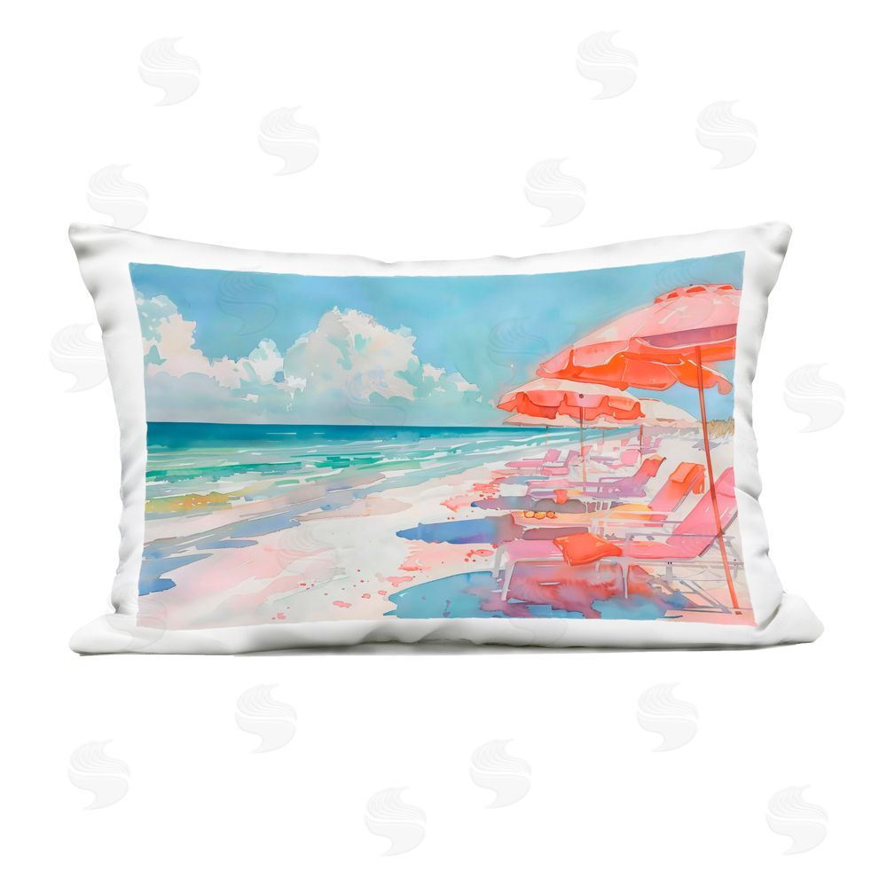 LSR Design Studio Peach Beach Relaxing Chairs Outdoor Printed Pillow