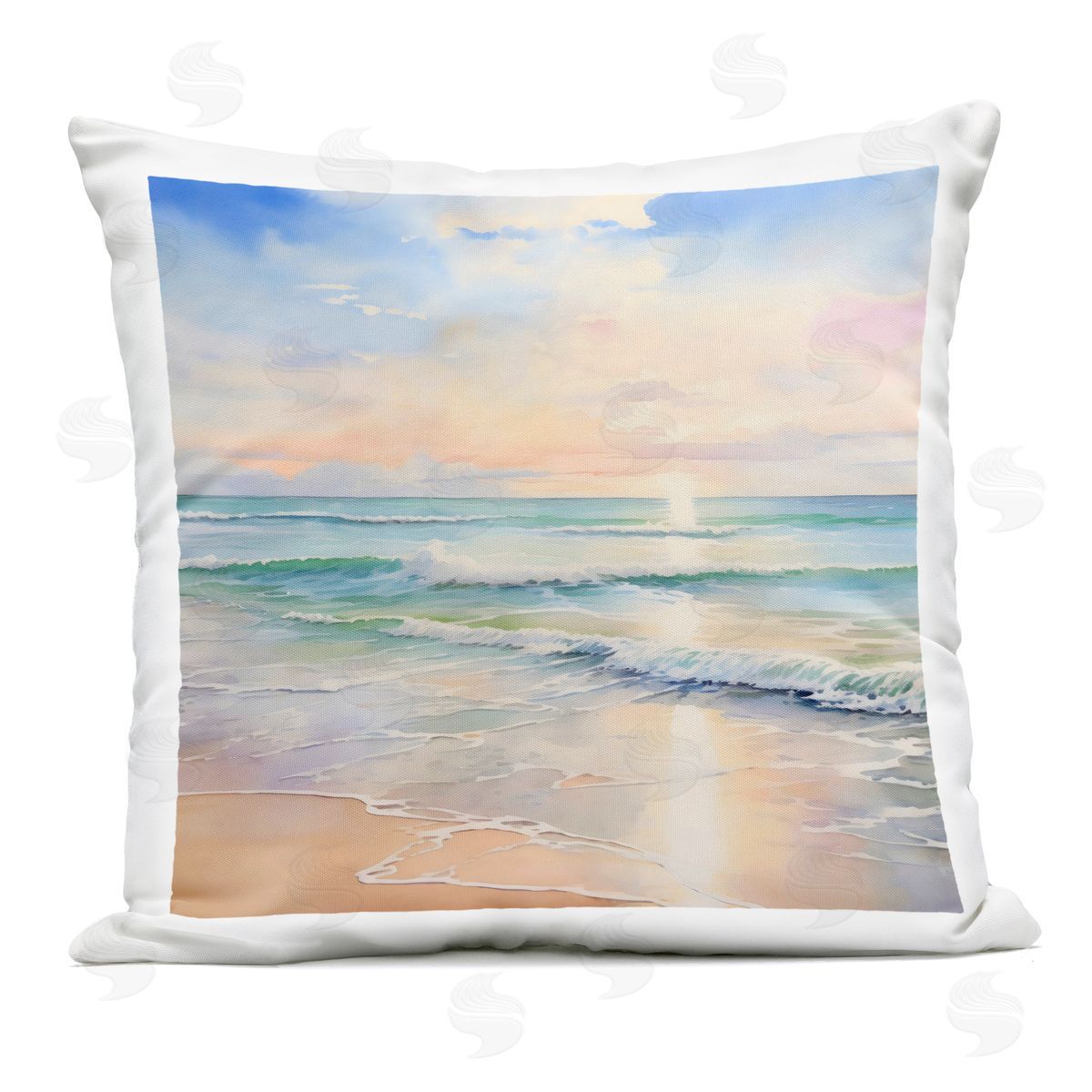 Creative Studio Crashing On Shore at Sunrise Outdoor Printed Pillow