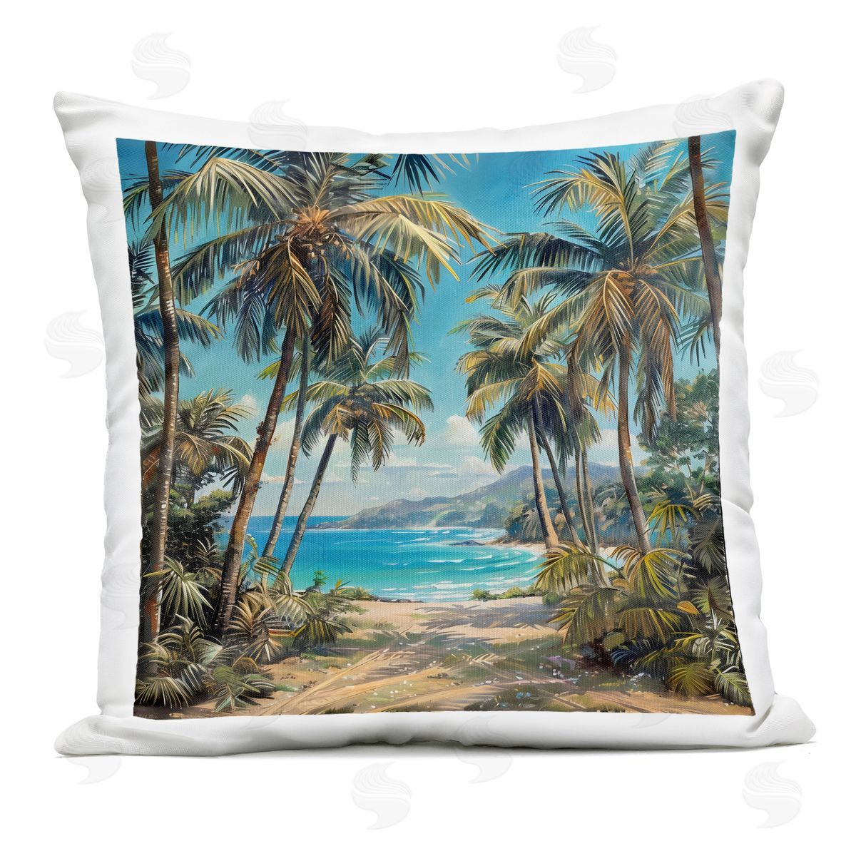 Creative Studio Beach Pathway Palm Reflections Outdoor Printed Pillow