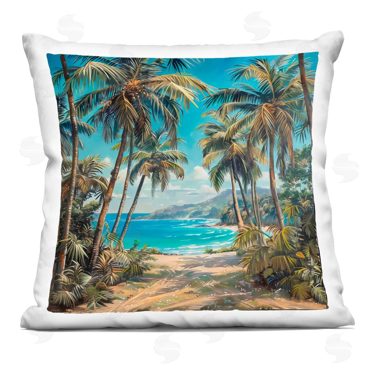 Creative Studio Beach Pathway Palm Reflections Indoor Printed Pillow Art