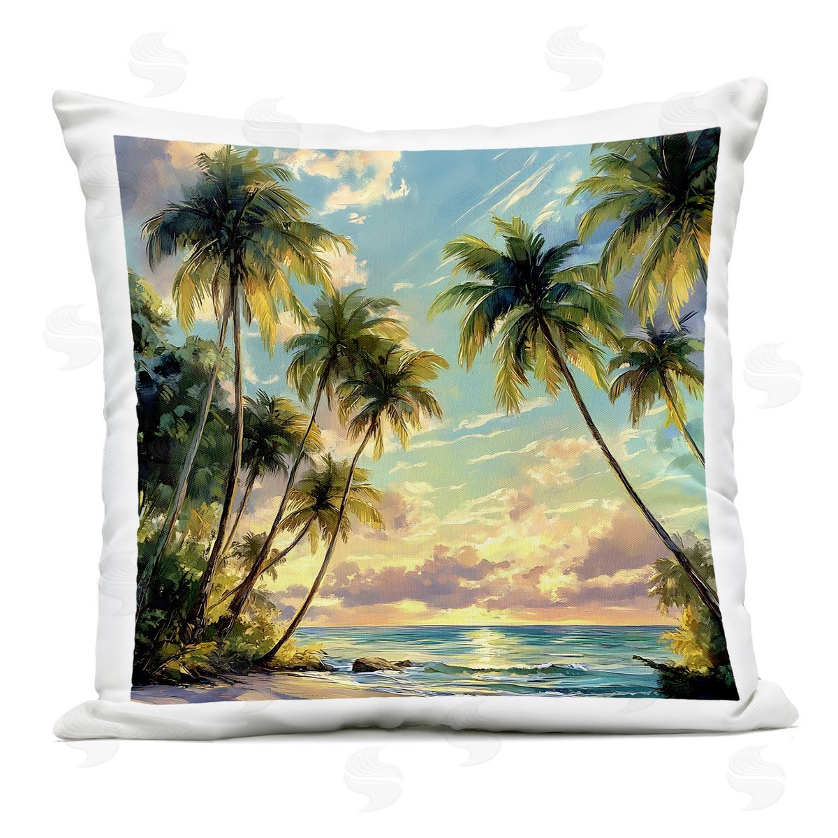 Creative Studio Sunset On The Beach Palms Outdoor Printed Pillow