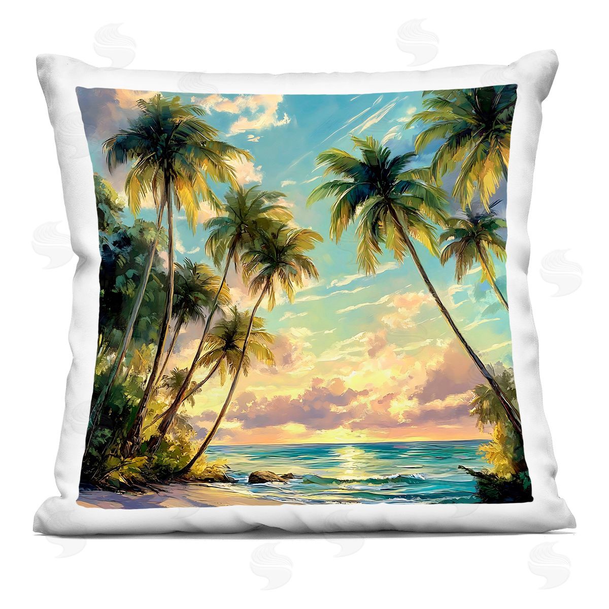Creative Studio Sunset On The Beach Palms Indoor Printed Pillow