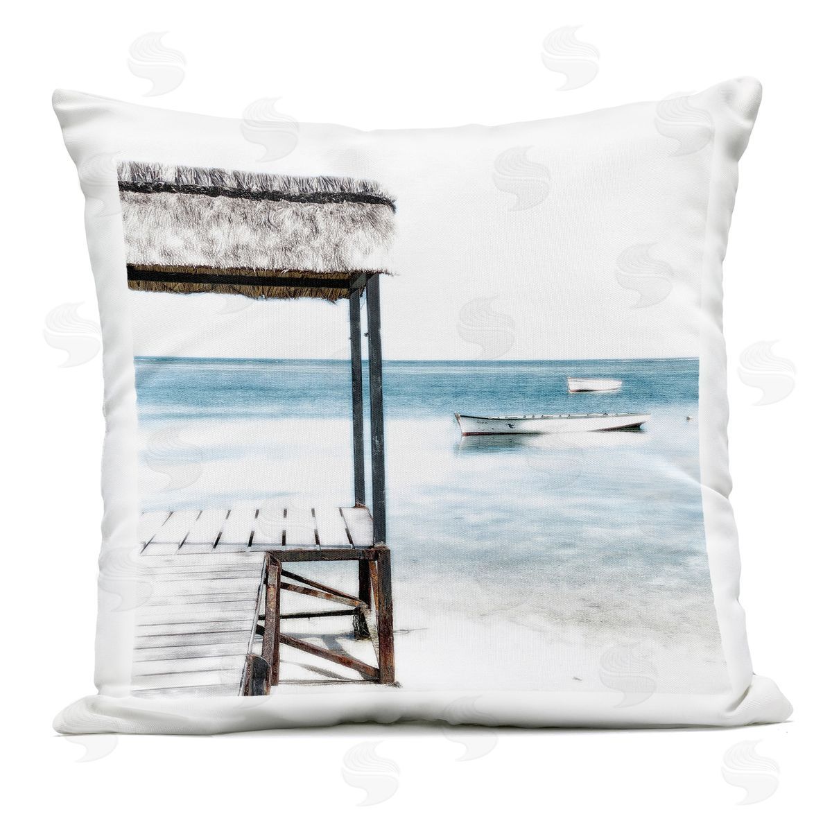 Noah Bay Calm Waters Beach Coast Outdoor Printed Pillow