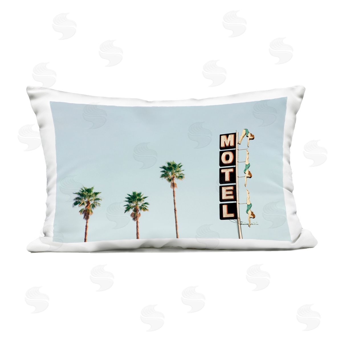 Sisi and Seb Diving Ladies Motel Sign Outdoor Printed Throw Pillow