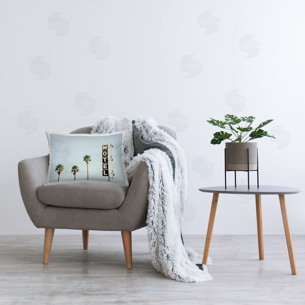Sisi and Seb Diving Ladies Motel Sign Printed Indoor Throw Pillow in Room