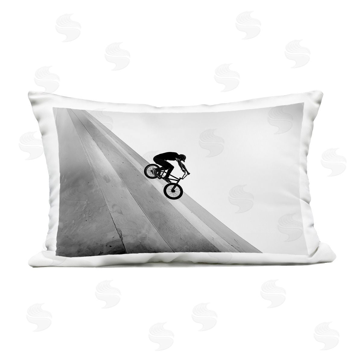 Sisi and Seb Black and White Biker Outdoor Printed Throw Pillow
