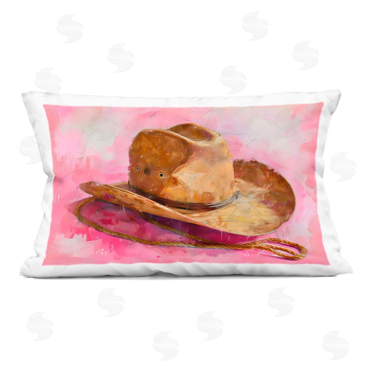 LSR Design Studio Cowgirl Hat over Pink Indoor Printed Throw Pillow