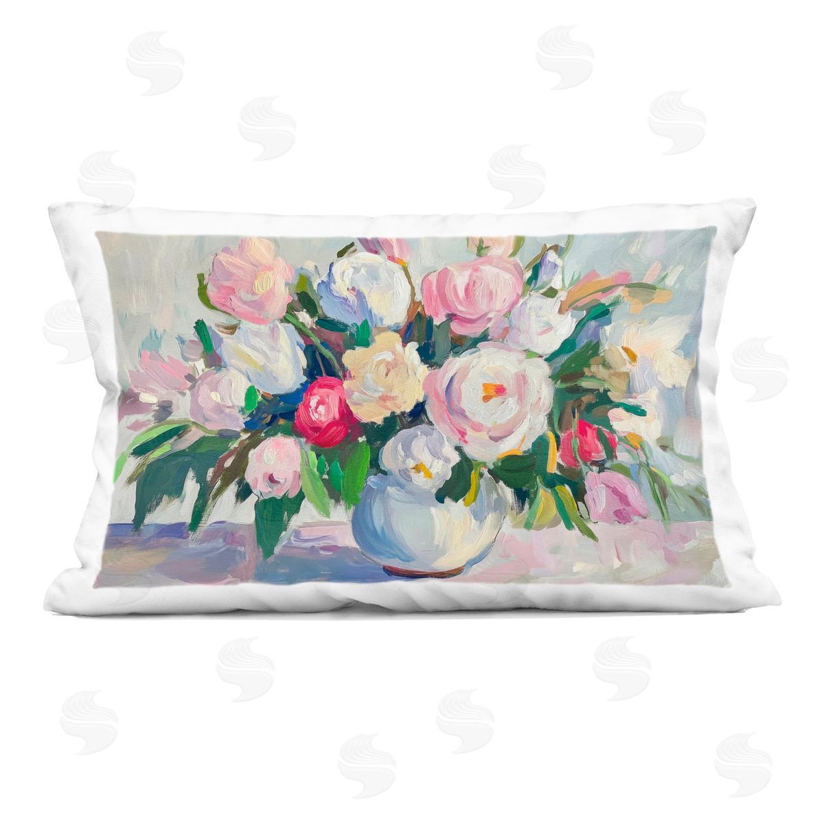 Petal Prints Design Abstract Colorful Bouquet Pastel Indoor Printed Throw Pillow