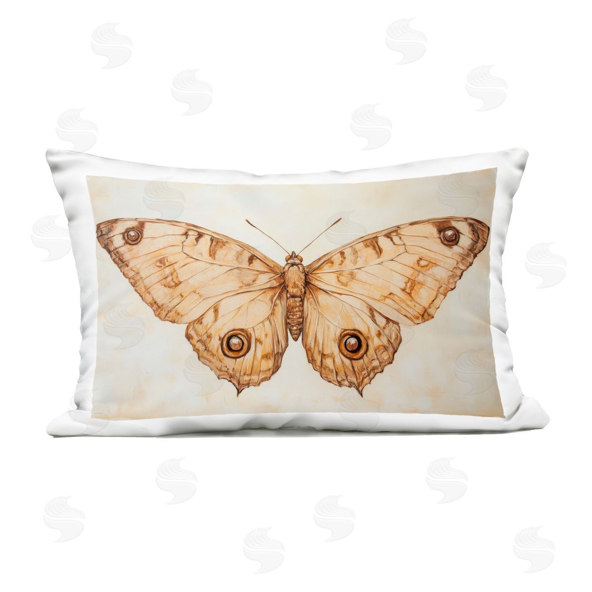 Petal Prints Design Sepia Moth Vintage Illustration Outdoor Printed Throw Pillow