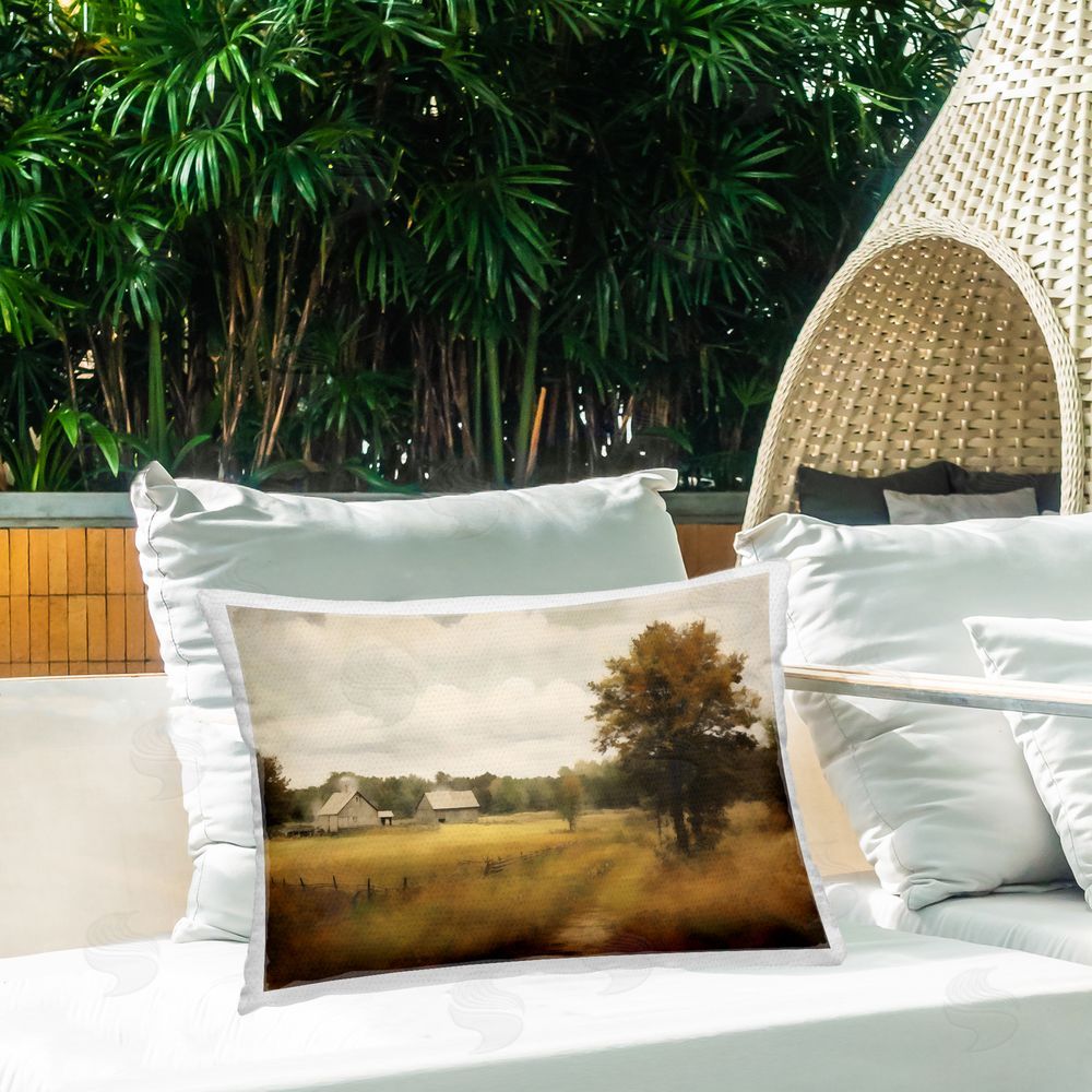 Creative Studio Old Country Rural Blur Outdoor Rectangular Pillow on Patio