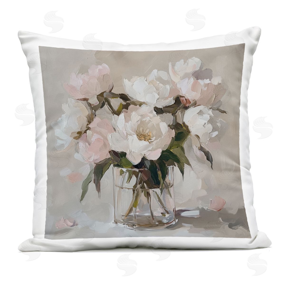 Gina Kelly Pink Peonies in Clear Vase Outdoor Printed Throw Pillow